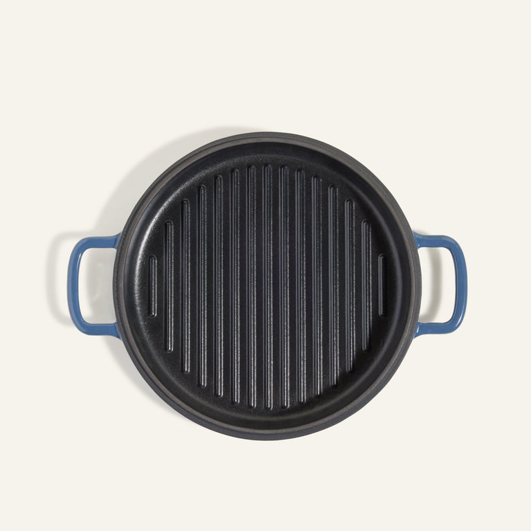 Blue Cast Iron Hot Grill top view