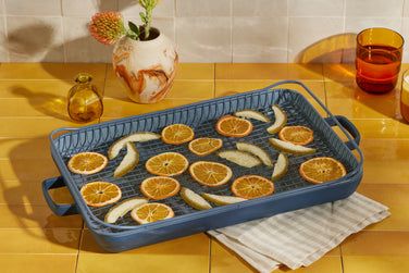 Blue Griddle Pan Oven Mat Oven Rack with Fruit Slides