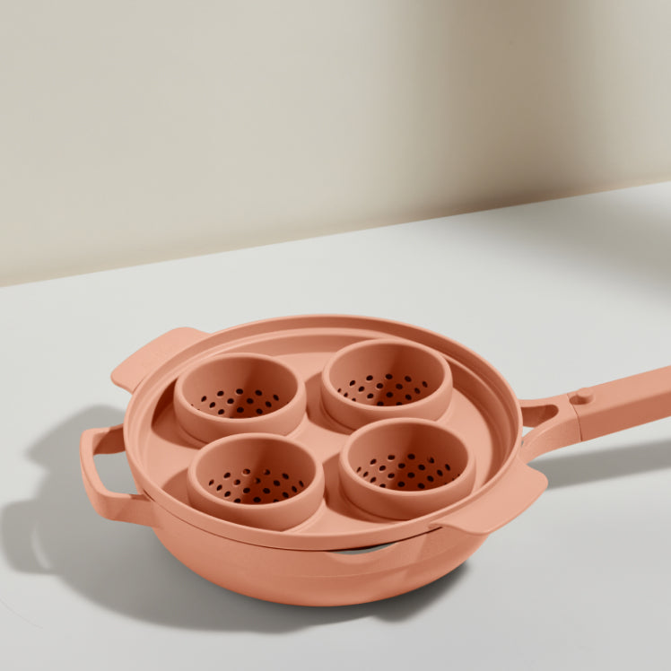 Pink egg poacher in always pan