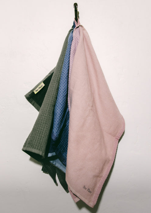 blue salt, sage, lavender hanging double dish towel