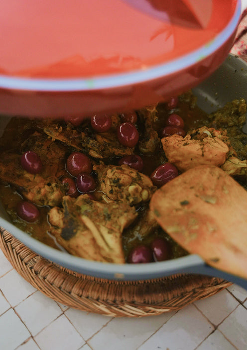slow cooking meal with olive & clay tagine
