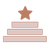 Three horizontal bars stacked from largest to smallest with a five-pointed star on top, all in a brownish color, on a light background.