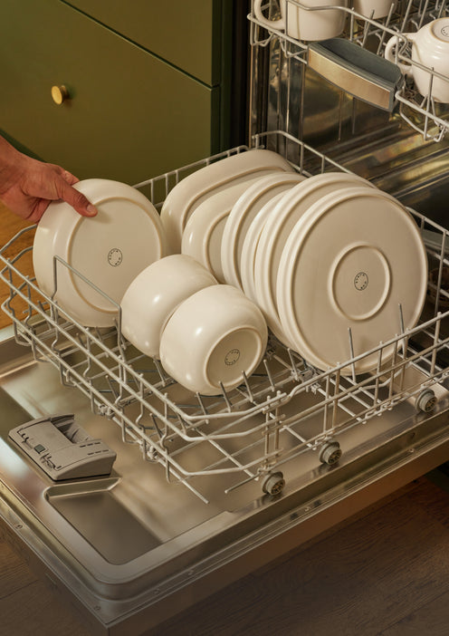 white dinnerware in dishwasher