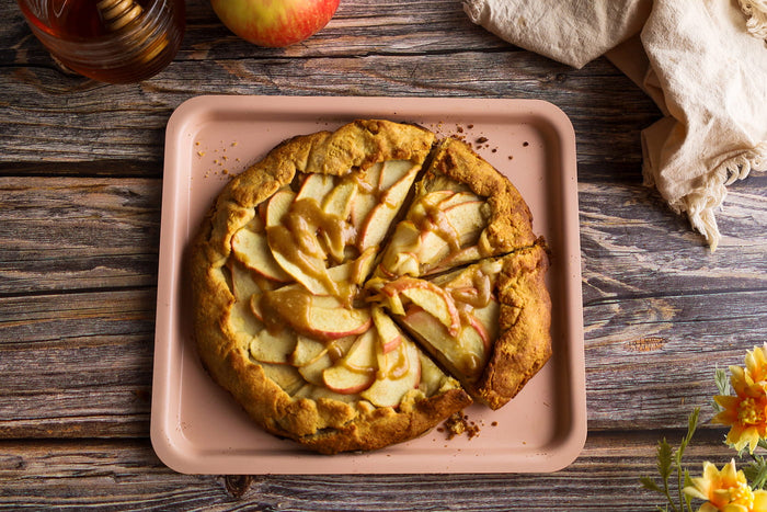 Spiced Apple and Honey Galette Recipe with Tahini Drizzle