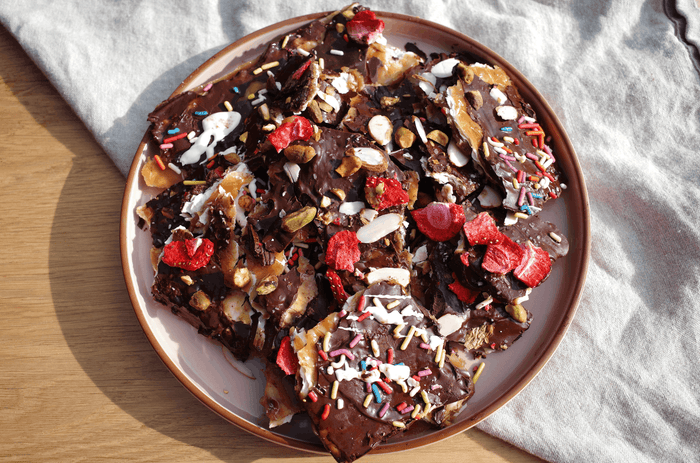 Chocolate Tahini Matzah Crunch