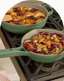cooking with always pan and mini always pan on stove