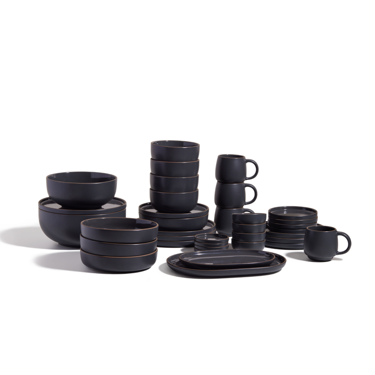 Black Plates, Bowls, Serving Platters, Serving Bowls, Night and Day Mugs bundle