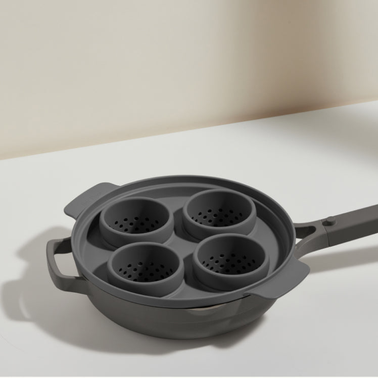 Black egg poacher with always pan