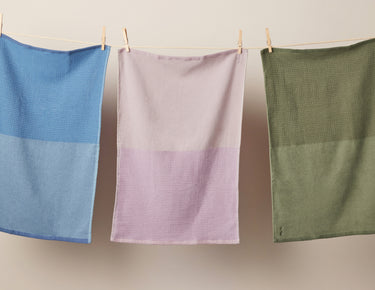 blue salt, lavender, sage hanging double dish towels