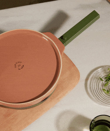 orange flipping platter on green always pan