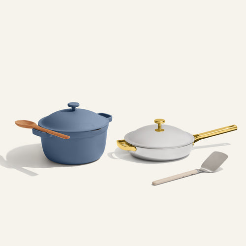 Titanium & Ceramic Cookware Duo-Gold/Blue Salt