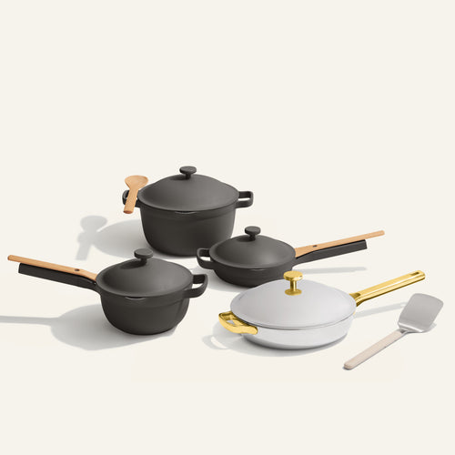 Titanium & Ceramic Cookware Set-Gold/Char