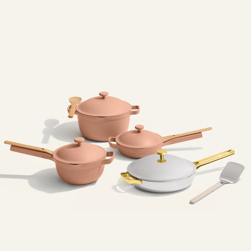 Titanium & Ceramic Cookware Set-Gold/Spice