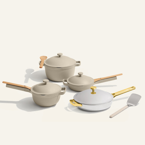 Titanium & Ceramic Cookware Set-Gold/Steam