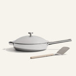 chrome titanium large always pan pro with stainless steel spatula