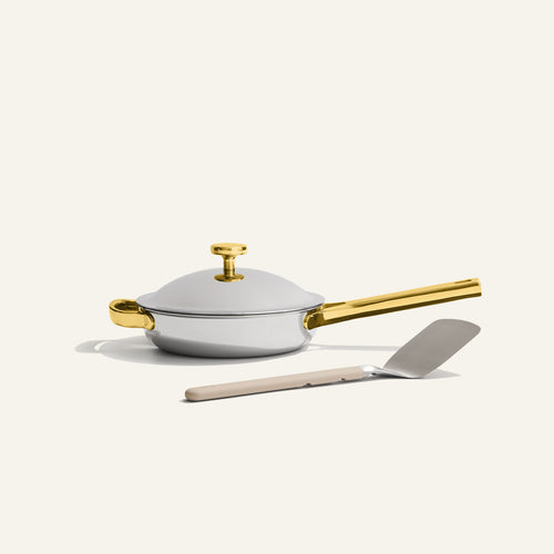 gold titanium mini always pan pro with stainless steel spatula