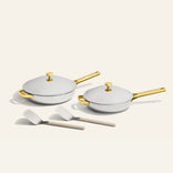 gold titanium large always pan pro and always pan pro with stainless steel spatulas