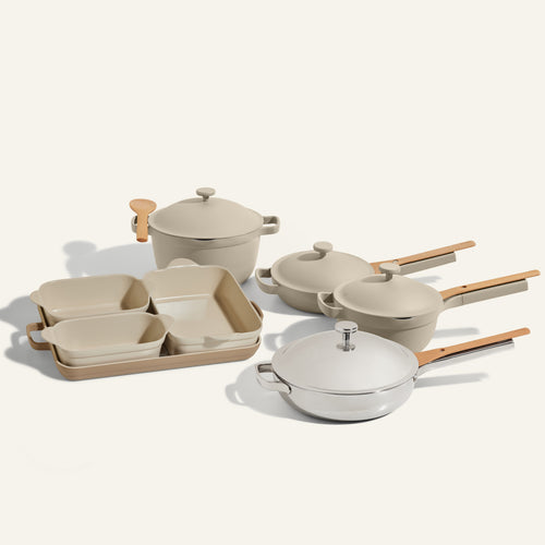 beige ultimate cookware set pro