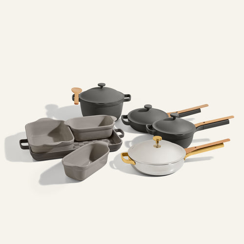 gold/chrome and black ultimate cookware set pro