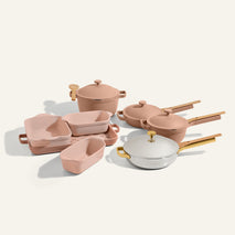 gold/chrome and pink ultimate cookware set pro