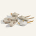 gold/chrome and beige ultimate cookware set pro