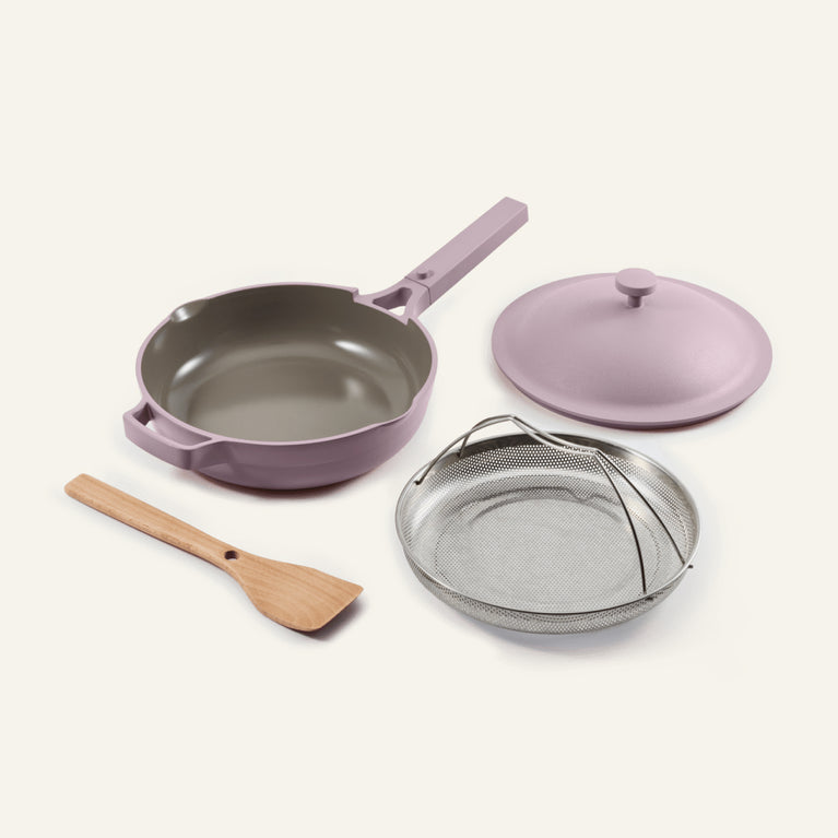 purple-always-pan-with-steamer-and-spatula