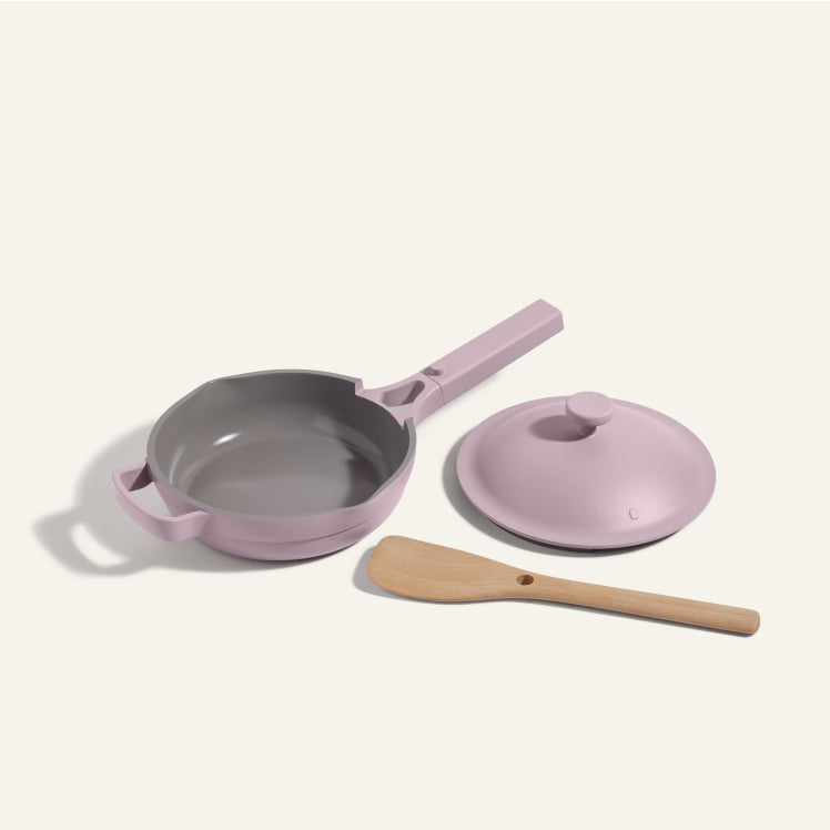 Purple Mini Always Pan with nesting Beechwood Spatula